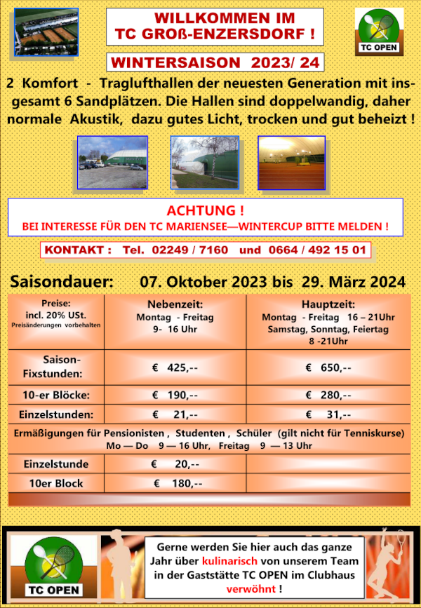 TC Mariensee Halleninformation 2023/24